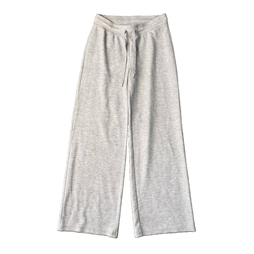 TNA Aritzia Women's Gray Waffle Knit Wide Leg Drawstring Lounge Pants Size Small